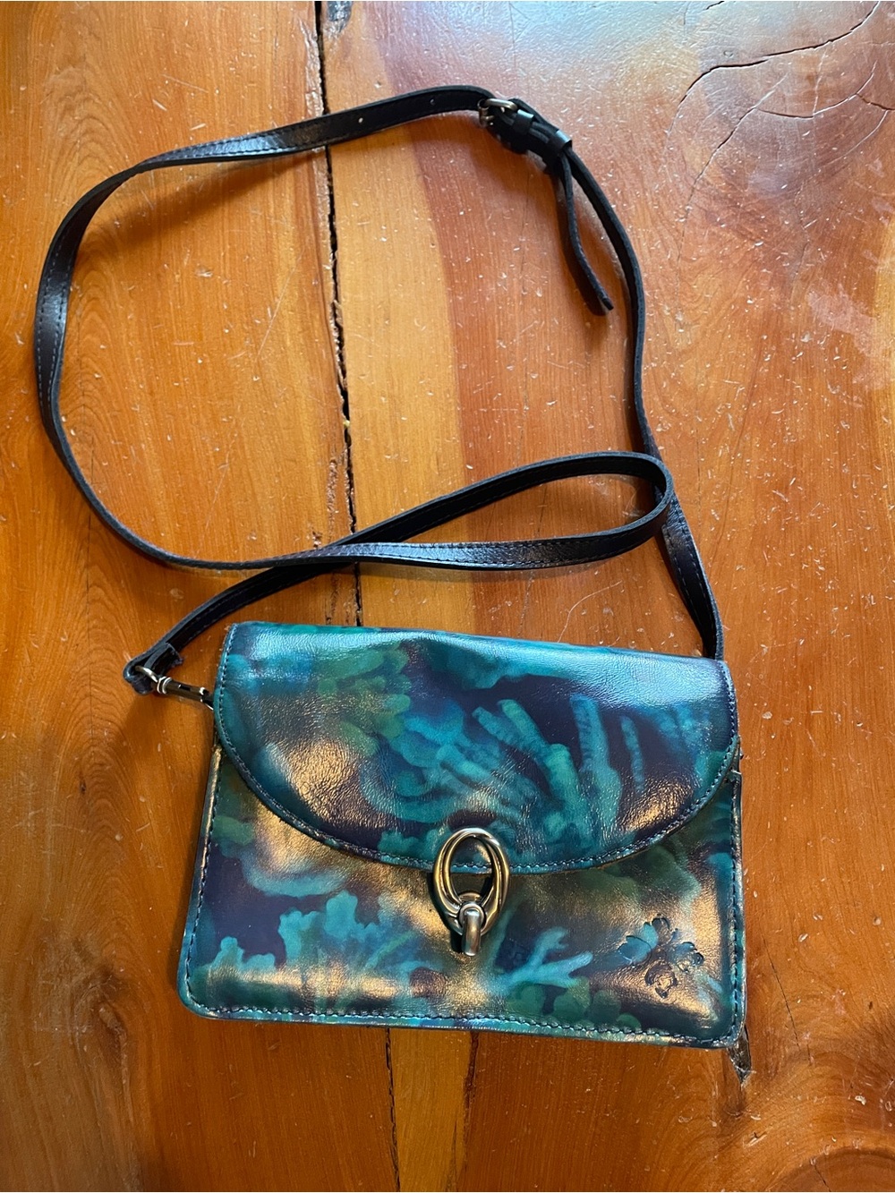 Patricia Nash Teal & Navy Abstract Crossbody Bag
